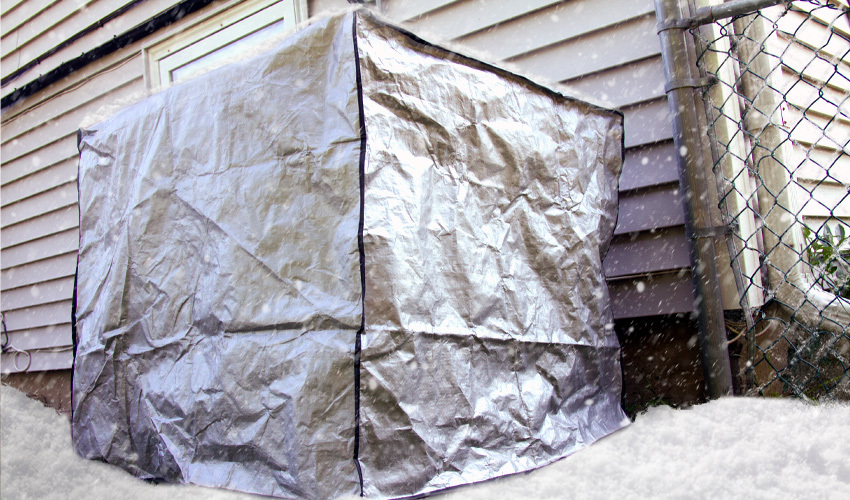 Air conditioner covered during winter