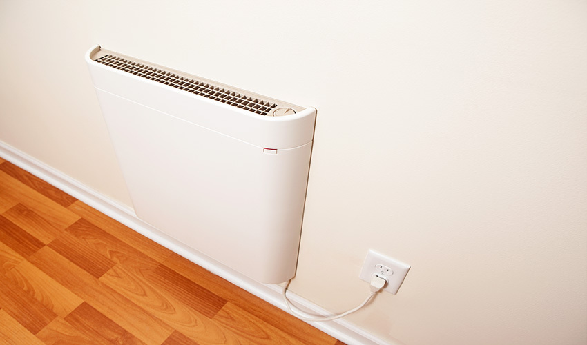 Convention heater mounted on wall