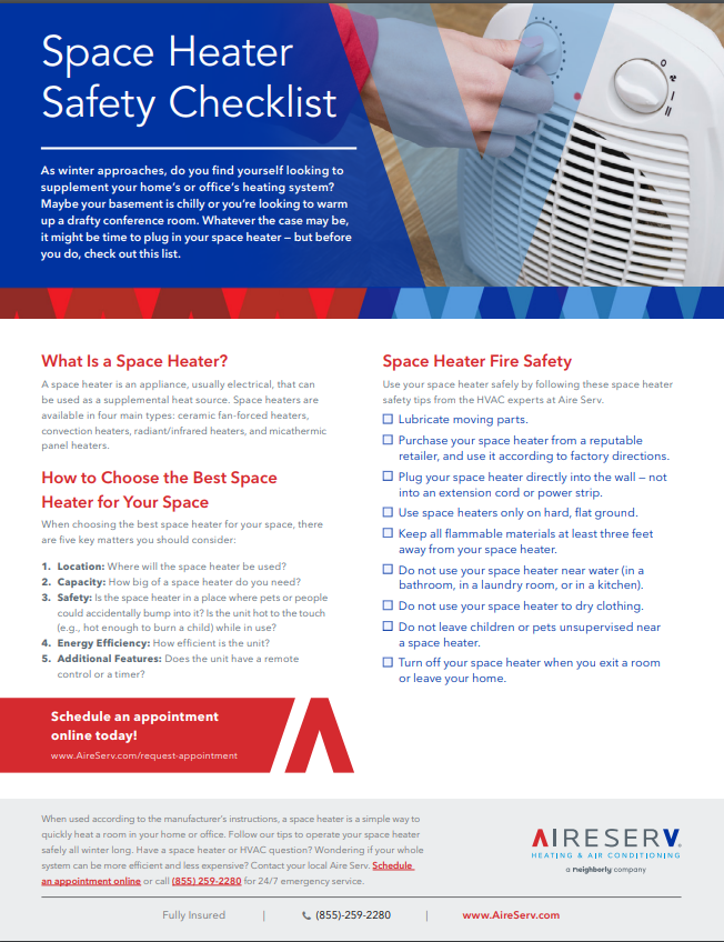 space heater safety checklist 