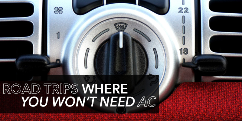 Car ac knob with text: "Road trips where you won't need AC"